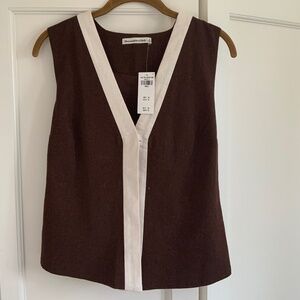 Abercrombie Linen Blend Vest - New With Tags - Brown and White